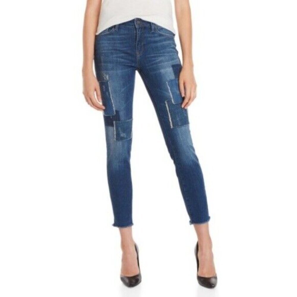 Mavi Distressed Hem Adriana Ankle Skinny Patched Super Skinny Mid Rise Jeans